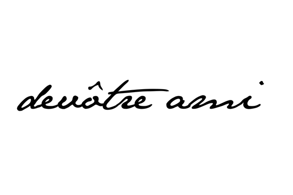 Stylized brand logo for Devôtre Ami used in e-book headers and promotional material transparat logo devotre devôtre ami